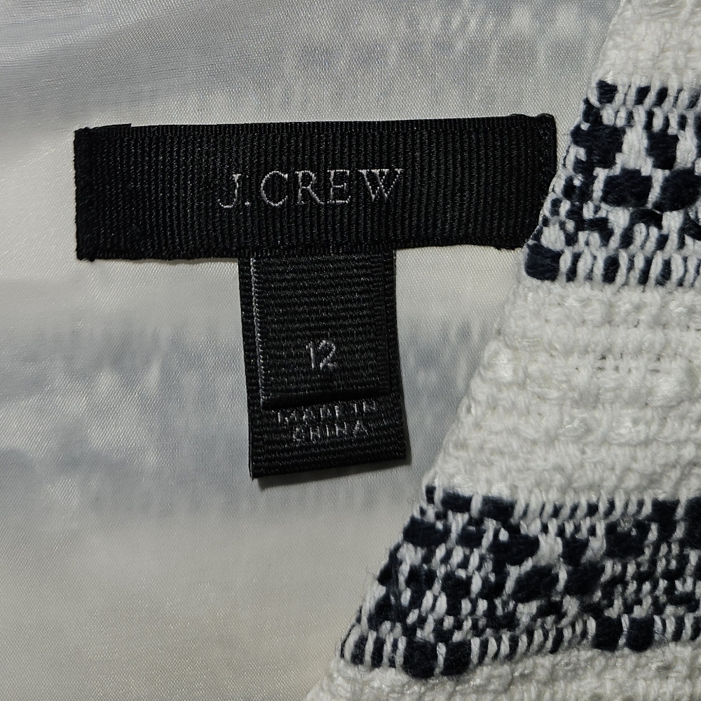 NWOT J Crew white blue tweed striped sheath dress Womens 12 - Picture 6 of 6